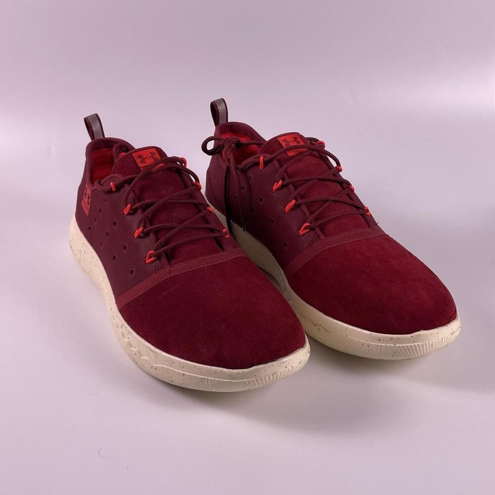 Under Armour Cardinal Maroon Suede Low Top Trainers Gym Sneakers Mens Size 12